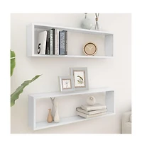 vidaXL Wall Cube Shelves 2 pcs White 39.4"x5.9"x11.8" Engineered Wood