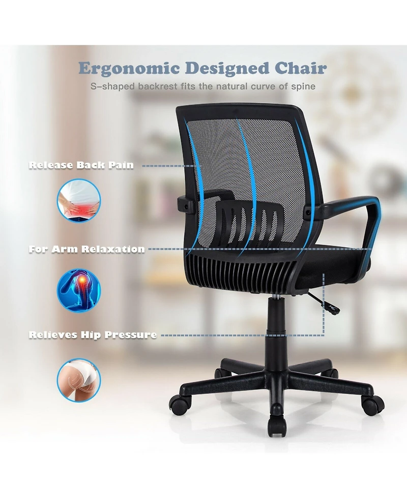 Skonyon Mid-Back Mesh Height Adjustable Executive Chair with Lumbar Support