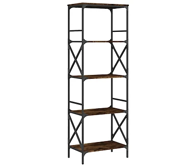 Bookcase 5-Tier Smoked Oak 23.2"x13.8"x67.3" Engineered Wood
