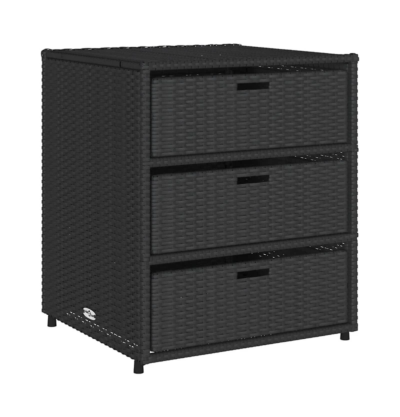 vidaXL Patio Storage Cabinet Black 21.7"x23.2"x27.2" Poly Rattan