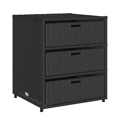 vidaXL Patio Storage Cabinet Black 21.7"x23.2"x27.2" Poly Rattan