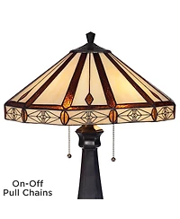 Robert Louis Tiffany Mission Table Lamp 25" High Bronze Octagonal Art Glass Shade for Living Room Family Bedroom Bedside Nightstand Office