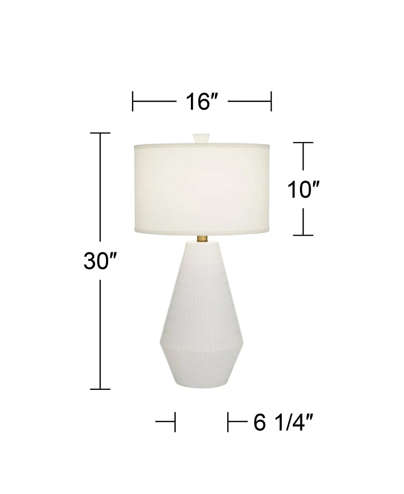 Possini Euro Design Luke 30" Tall Large Geometric Mid Century Modern End Table Lamp White Finish Single Living Room Bedroom