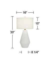 Possini Euro Design Luke 30" Tall Large Geometric Mid Century Modern End Table Lamp White Finish Single Living Room Bedroom