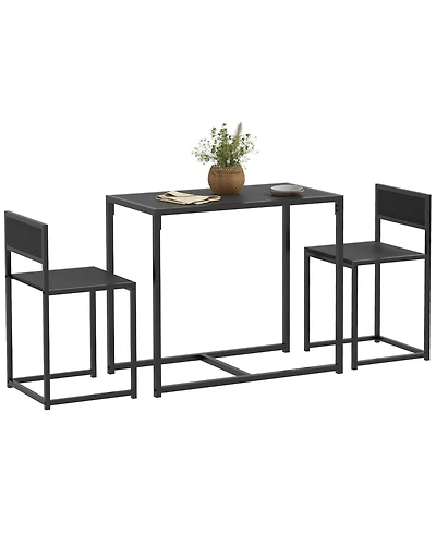 Homcom 3-Piece Industrial Dining Table Set for 2 Kitchen Table and Chairs