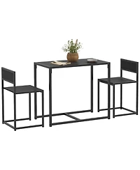 Homcom 3-Piece Industrial Dining Table Set for 2 Kitchen Table and Chairs