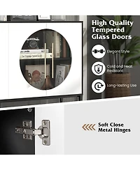 Gymax Sideboard Cabinet w/ Tempered Glass Door Elevated Metal Legs Free-standing