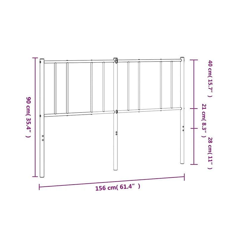 vidaXL Metal Headboard White 59.1"