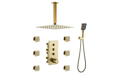 Casainc 3 Functions 12 Inch Ceiling Mounted Thermostatic Shower System