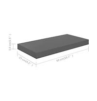 vidaXL Floating Wall Shelves 2 pcs High Gloss Gray 19.7"x9.1"x1.5" Mdf