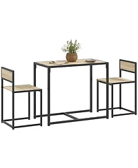 Homcom 3-Piece Industrial Dining Table Set for 2 Kitchen Table and Chairs