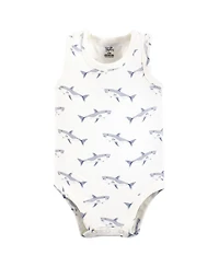 Touched by Nature Baby Boys Organic Cotton Sleeveless Bodysuits, Mystic Sea Creatures, 3-6 Months