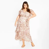City Chic Plus Flirty Tier Print Maxi Dress