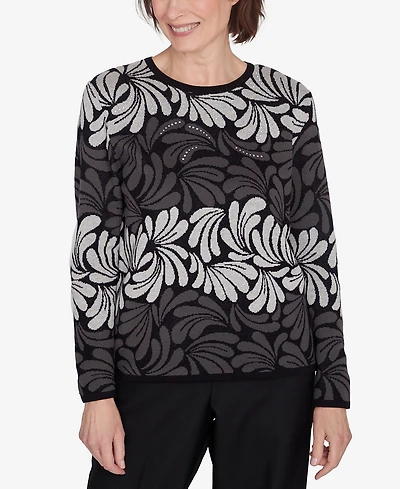 Alfred Dunner Petite Classics Geometric Ombre Scroll Sweater