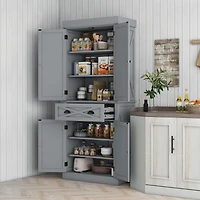 Homcom Farmhouse Kitchen Pantry with 6-Tier Shelves, 1 Drawer,