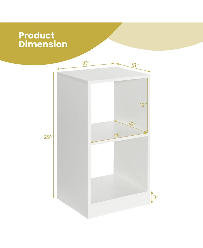 Sugift 2 Pieces 2-tier Bookcase Set with Anti-toppling Device
