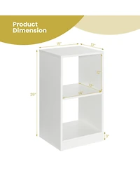 Sugift 2 Pieces 2-tier Bookcase Set with Anti-toppling Device