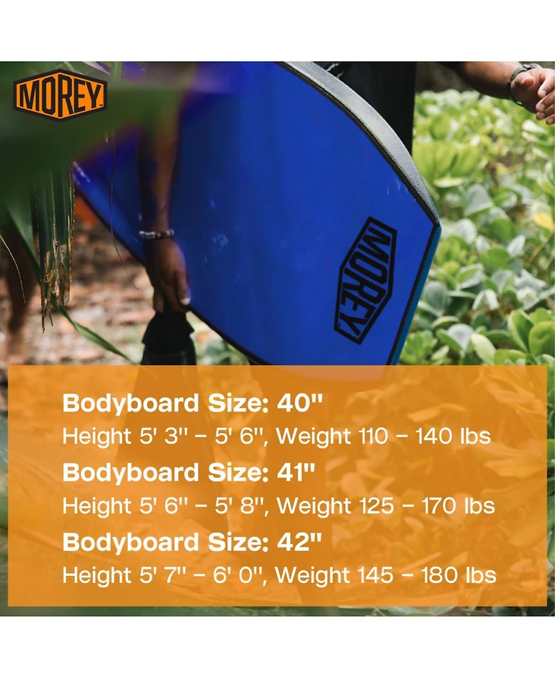 Morey Mach 10 Bodyboard, 40" Crescent Tail Body Board with X-Flex Polypro Core