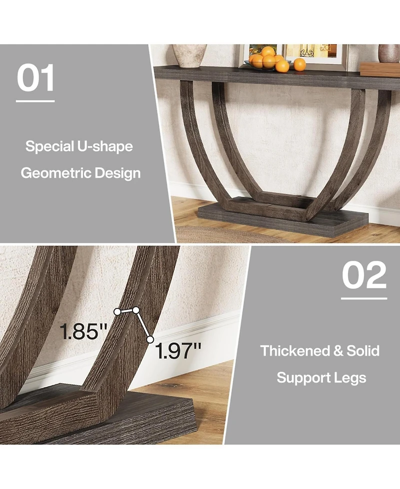 Tribesigns Console Table for Entryway: 63 Inches Farmhouse Wood Entry Foyer Table for Entrance, Narrow Long Sofa Table Behind Couch with Metal Legs