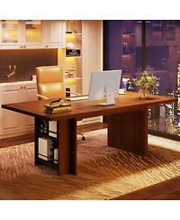 Tribesigns 63 Inches Office Executive Desk, Home Office Desk Large Computer Writing Table with Storage, Wood Workstation Desk Small Conference Table