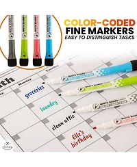 Magnetic Dry Erase Calendar Whiteboard Kit for Fridge Includes Magnetic Notepad, 4 Colored Markers, & Eraser