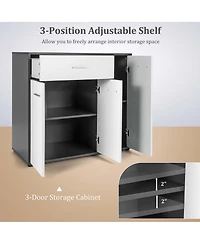 Gymax 3-Door Buffet Sideboard Kitchen Storage Cabinet Console Cupboard w/Drawer
