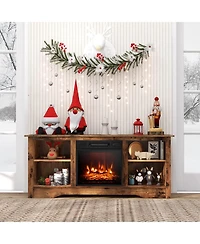 58 Inches Tv Stand for Flat Screen TVs Up to 65 Inches with 18 Inches Electric Fireplace Heater
