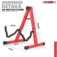 5 Core Guitar Stand Floor A Frame Adjustable Folding Holder With Rubber Feet Heavy Duty Electric Acoustic Bass Cello Stands Pair - Red