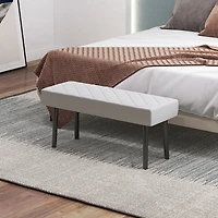 Homcom Faux Leather Ottoman Bench 39.4" W/ Metal Legs,