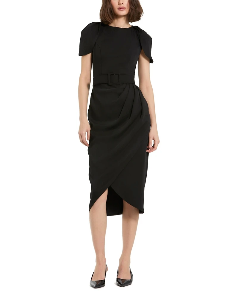 Mac Duggal Women's Crepe High Neck Tulip Dress With Belt