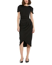 Mac Duggal Women's Crepe High Neck Tulip Dress With Belt