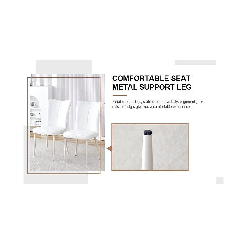Streamdale White Pu Leather Dining Chairs (Set of 4)