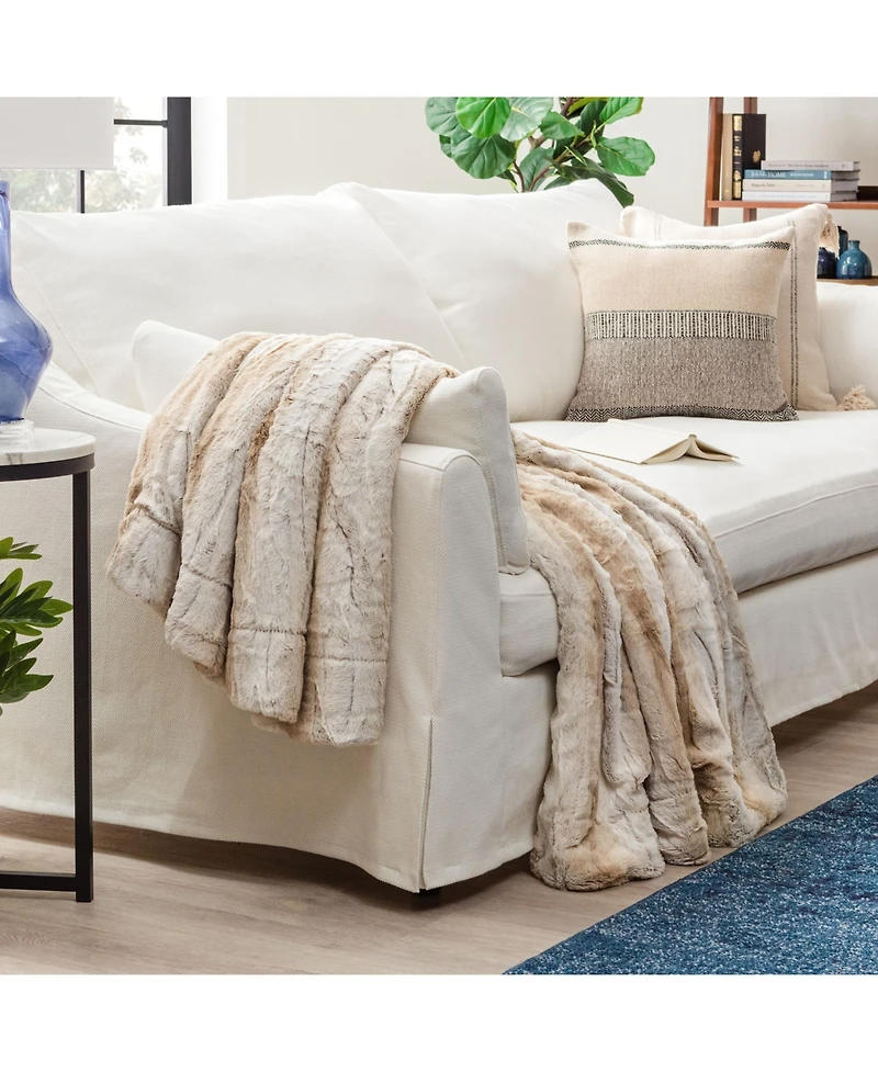 Chanasya Premium Faux Fur Ombre Throw Blanket - Super Soft