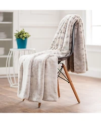 Chanasya Premium Faux Fur Ombre Throw Blanket - Super Soft, Lightweight Minky Blanket with Fuzzy Sherpa Side - 50" x 65” - Gray