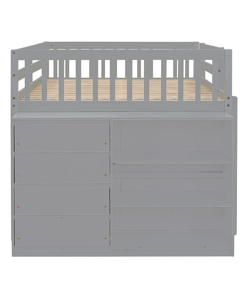Streamdale Full over Bunk Bed with 4 Drawers and 3 Shelves-Gray
