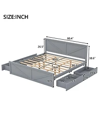 Streamdale Gray King Platform Bed with 4 Drawers