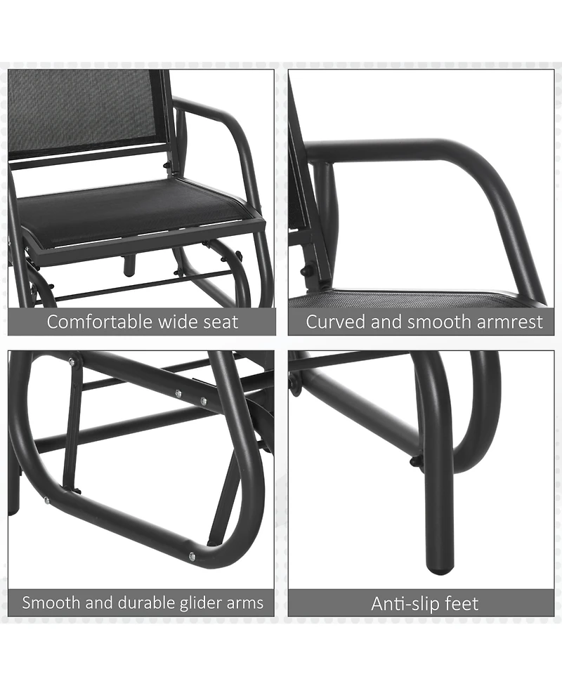 Porch Glider Set: Mesh Swing Chairs with Steel Frame