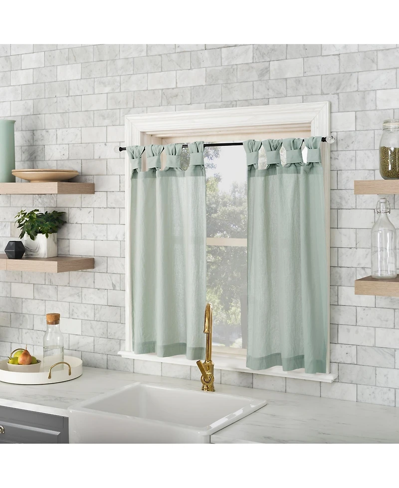 Washed Cotton Twist Tab Cafe Curtain Pair