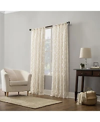 Yvette Trellis Jacquard Sheer Rod Pocket Curtain Panel