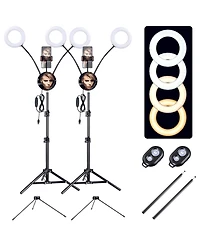 2 Pack 7" Dual Led Ring Light Dimmable Stand Phone Holder Makeup Selfie Vlog