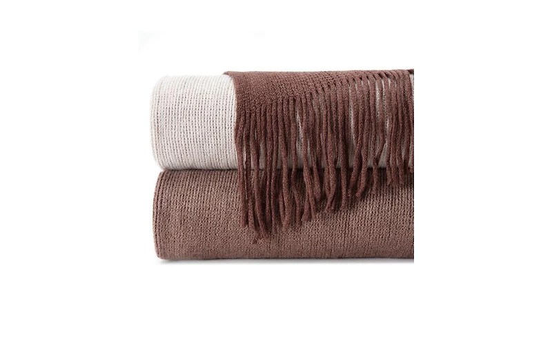 Chanasya Premium Gradual Gradient Ombre Super Soft Acrylic Throw Blanket With Tassels