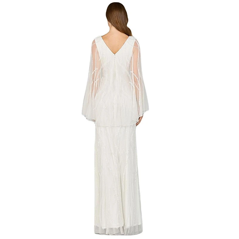 Lara Women's Cape Sleeve Beaded Bridal Gown