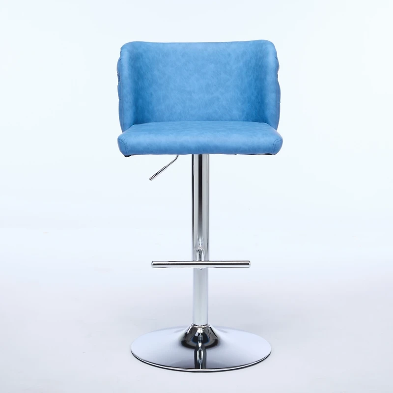 Simplie Fun Adjustable Chrome Base Bar Stools with Tufted Backs (Blue, Set of 2