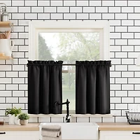 Martine Microfiber Semi-Sheer Rod Pocket Kitchen Curtain Valance and Tiers Set