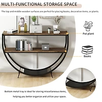 Streamdale Industrial Wood & Metal Demilune Console Table