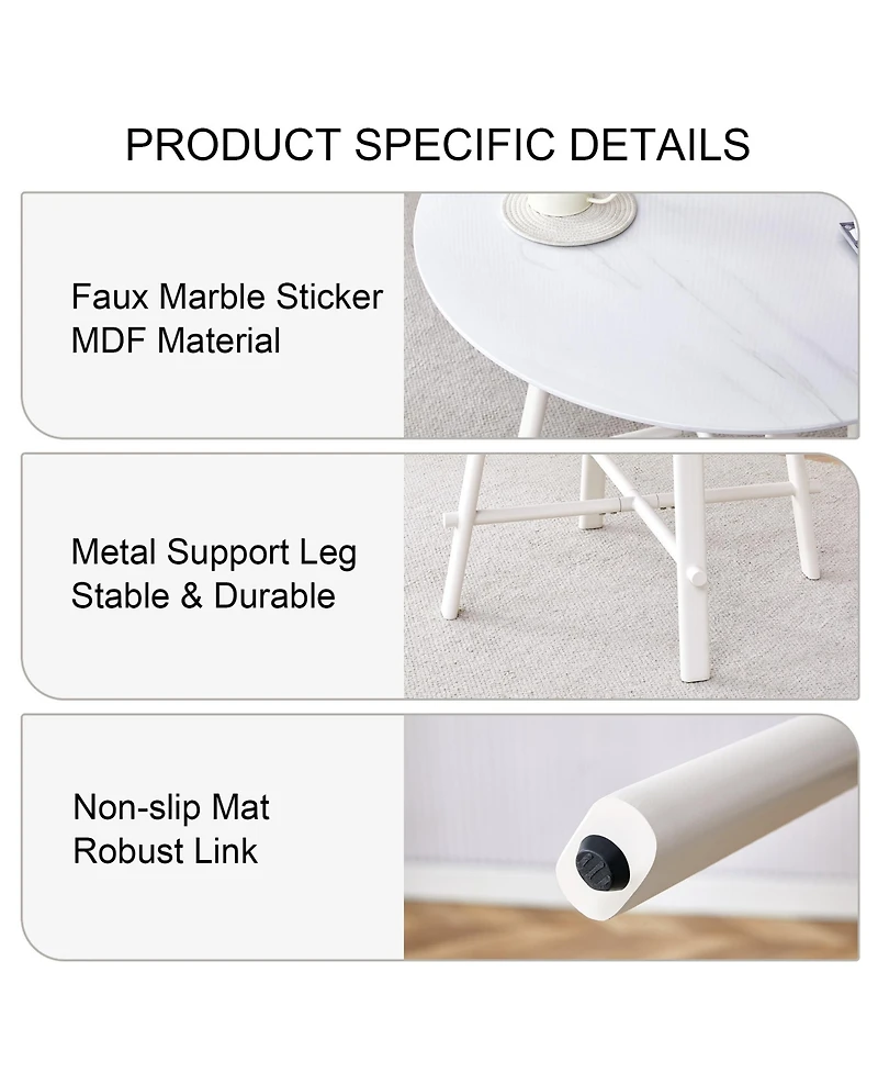 Streamdale Furniture Modern White Circular Dining Table (42")