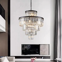 Streamdale Black Crystal Chandelier Modern Pendant Light for Dining Room