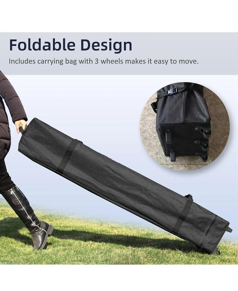 10' x 20' Instant Pop Up Canopy: Adjustable Height, Wheels for Easy Transport