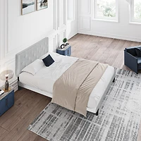 Streamdale Furniture Modern Button Tufted Upholstered Bed Frame, Grey