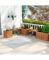 Wood Planter Box with Bench for Garden Yard Balcony